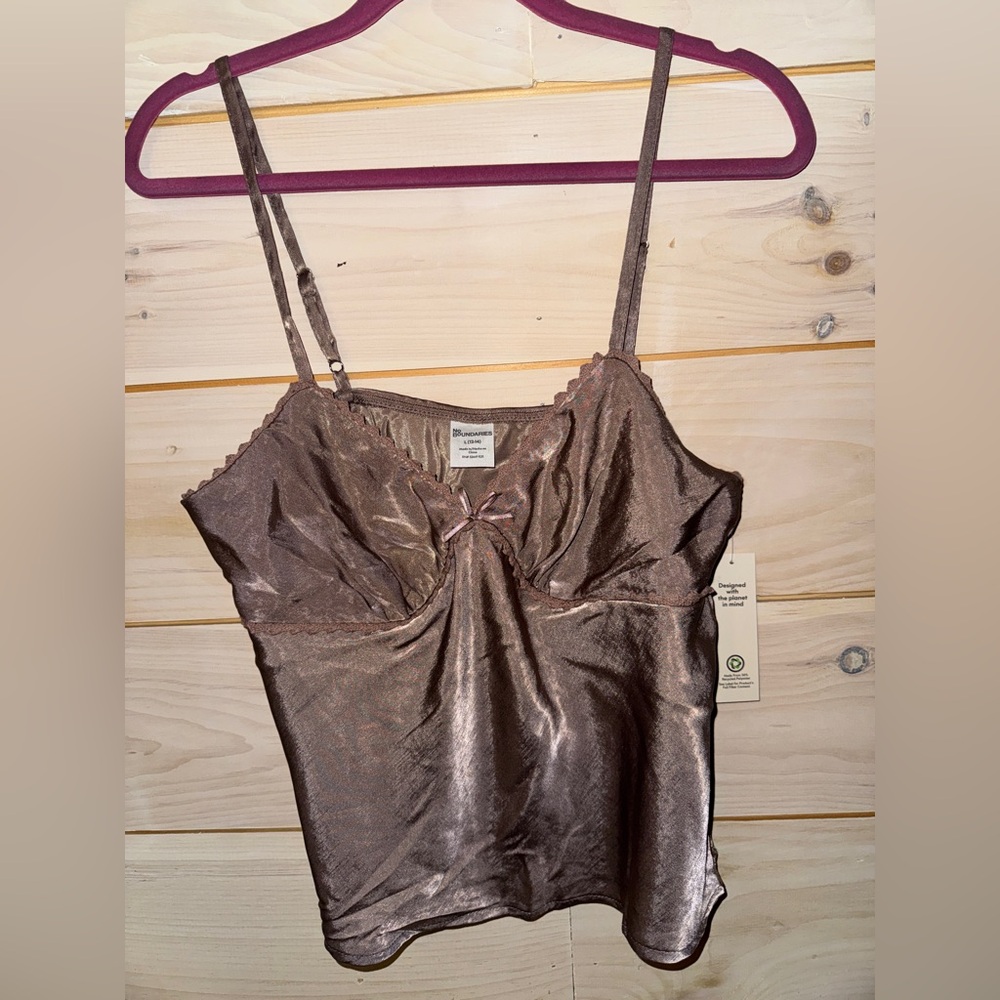 No Boundaries Shimmering Brown Camisole